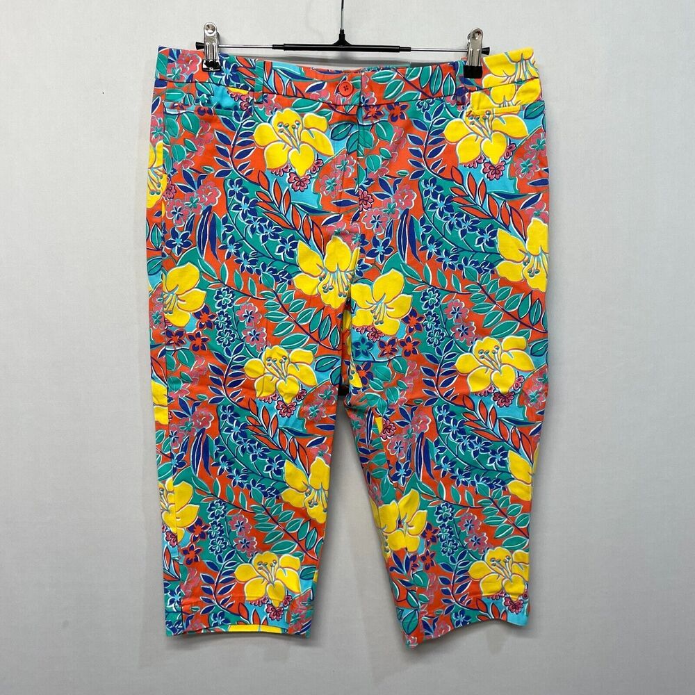 NWT Talbots Perfect Skimmer Pedal Pusher Pants Size 16P 16 Petite Floral M288 -3